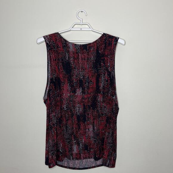 COLDWATER CREEK Black Red Printed Draped Cowl Neck Slinky Knit Tunic Tank - 3X - Picture 5 of 9
